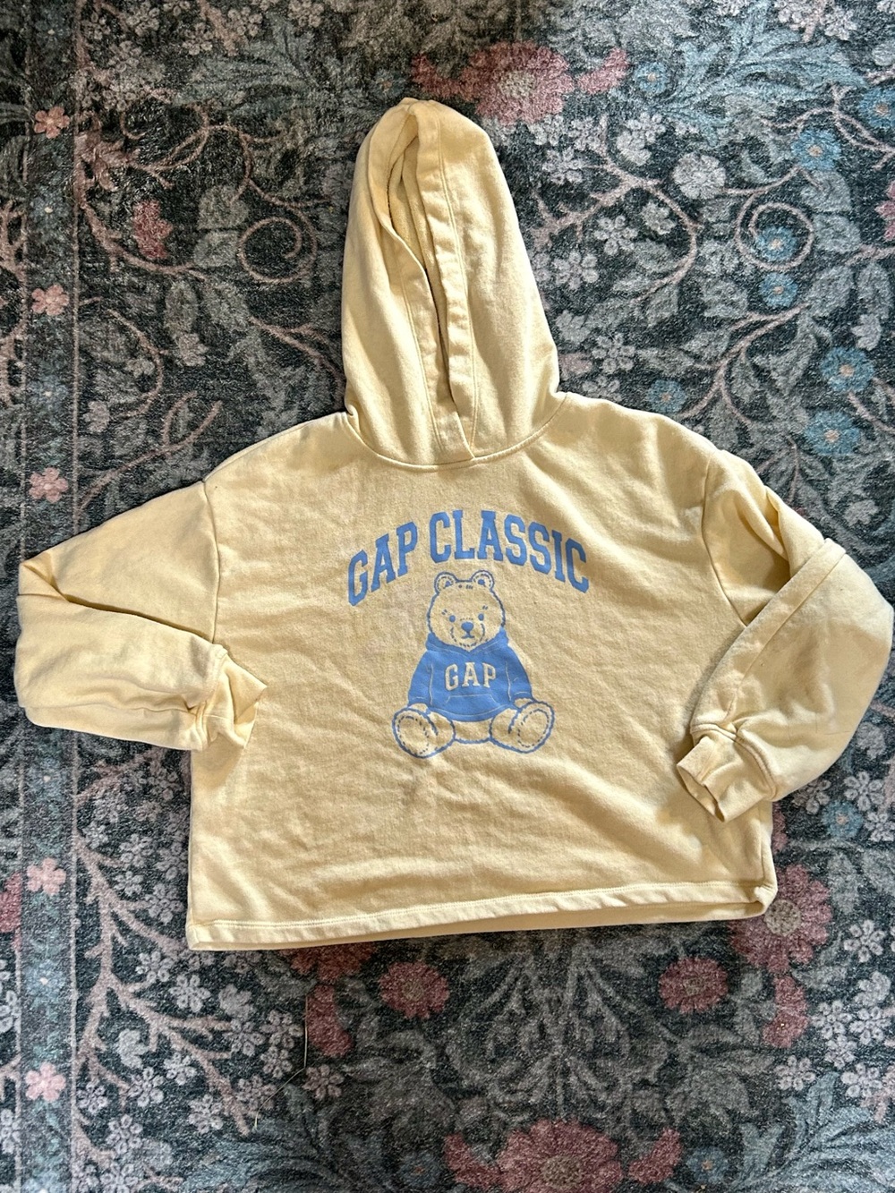 GAP Yellow Hoodie with Blue Bear Graphic - Kids